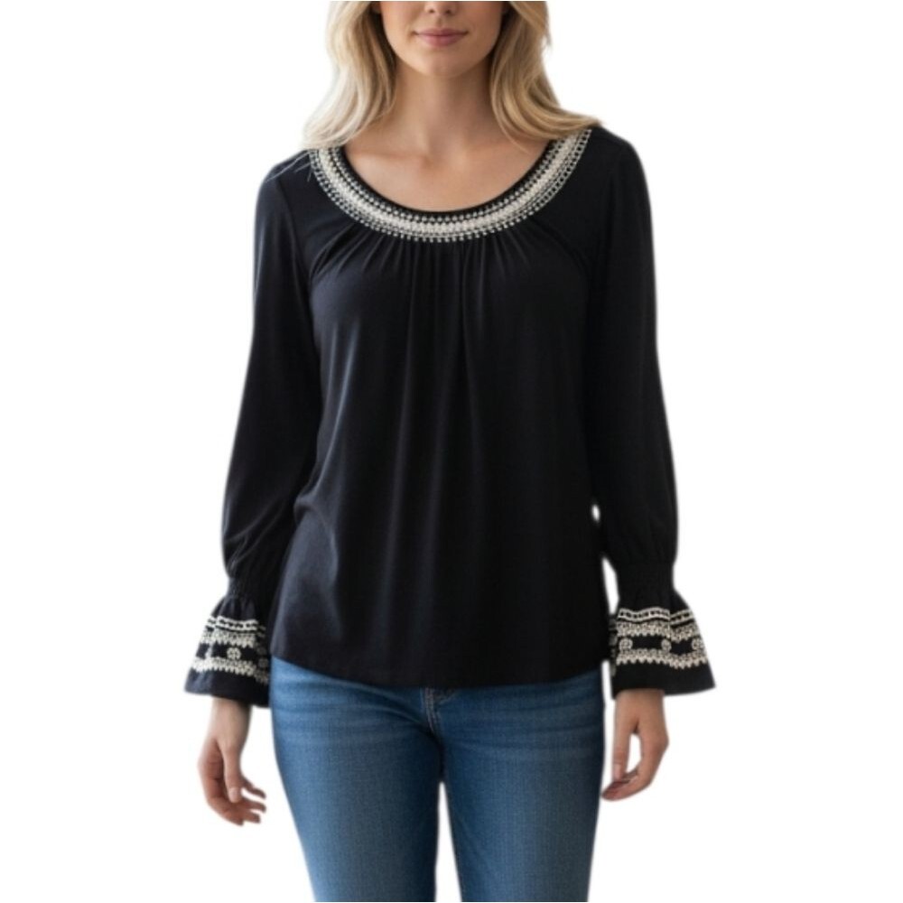 Crown & Ivy Navy Long Sleeve Blouse